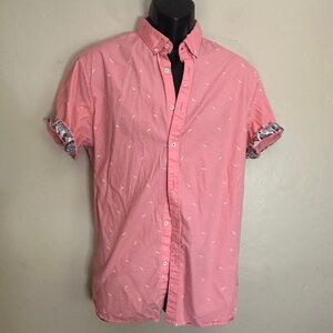 Denim & Flower Contrast Short Sleeve Button Down Large Gently worn 100% cotton